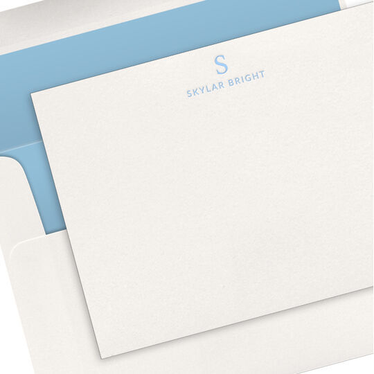 Serif Initial Flat Note Cards - Letterpress